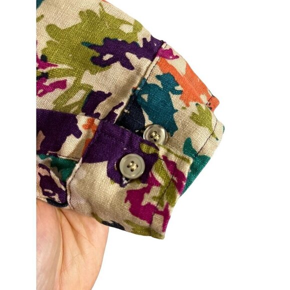 Bridgewater Top Women 3X Tan Floral Boho Western Artsy Mature Resort Western 80s - Picture 7 of 14